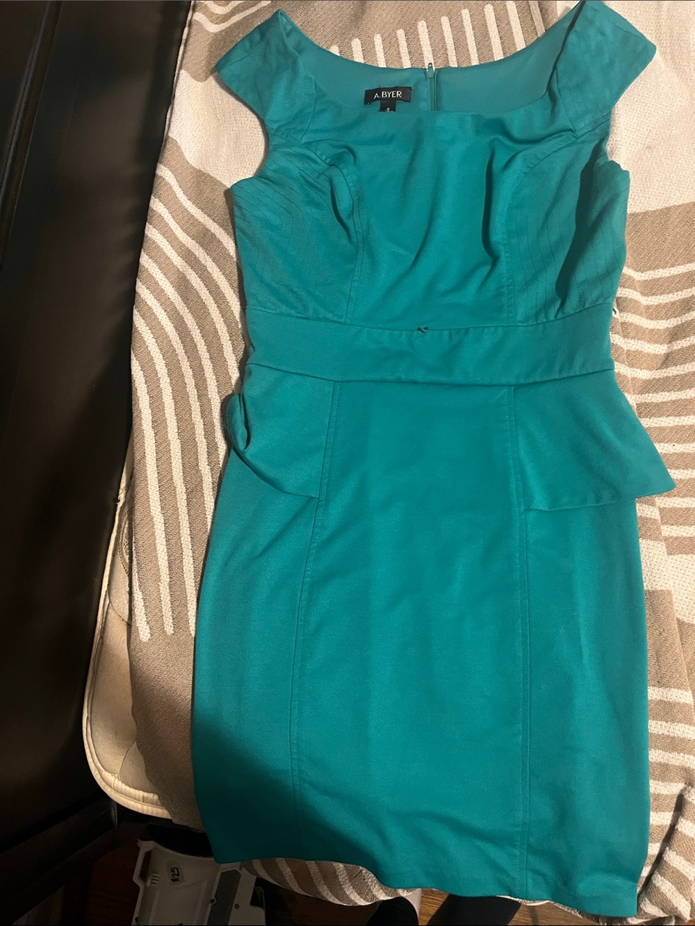 A. Byer Teal Cap-Sleeve Peplum Midi Dress